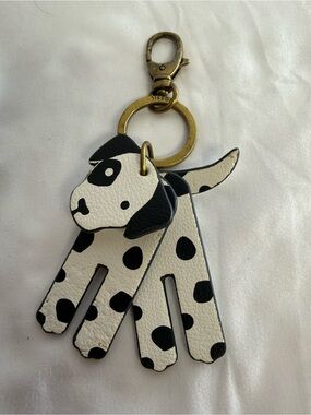 Fossil Dalmatian Dog Genuine Leather Keychain Key Fob Bag Charm